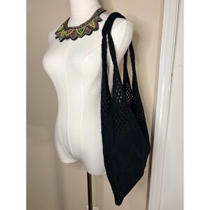 Crochet Women's Hobo Style Bags (2) In Black & Beige Boho Hippie Beach Vacation